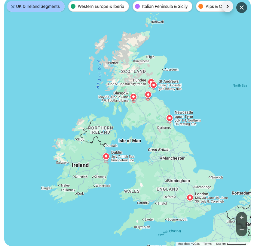 Visit to Europe – Phase 1: Transatlantic Entry & Scotland (May 29 – June 9, 2002)